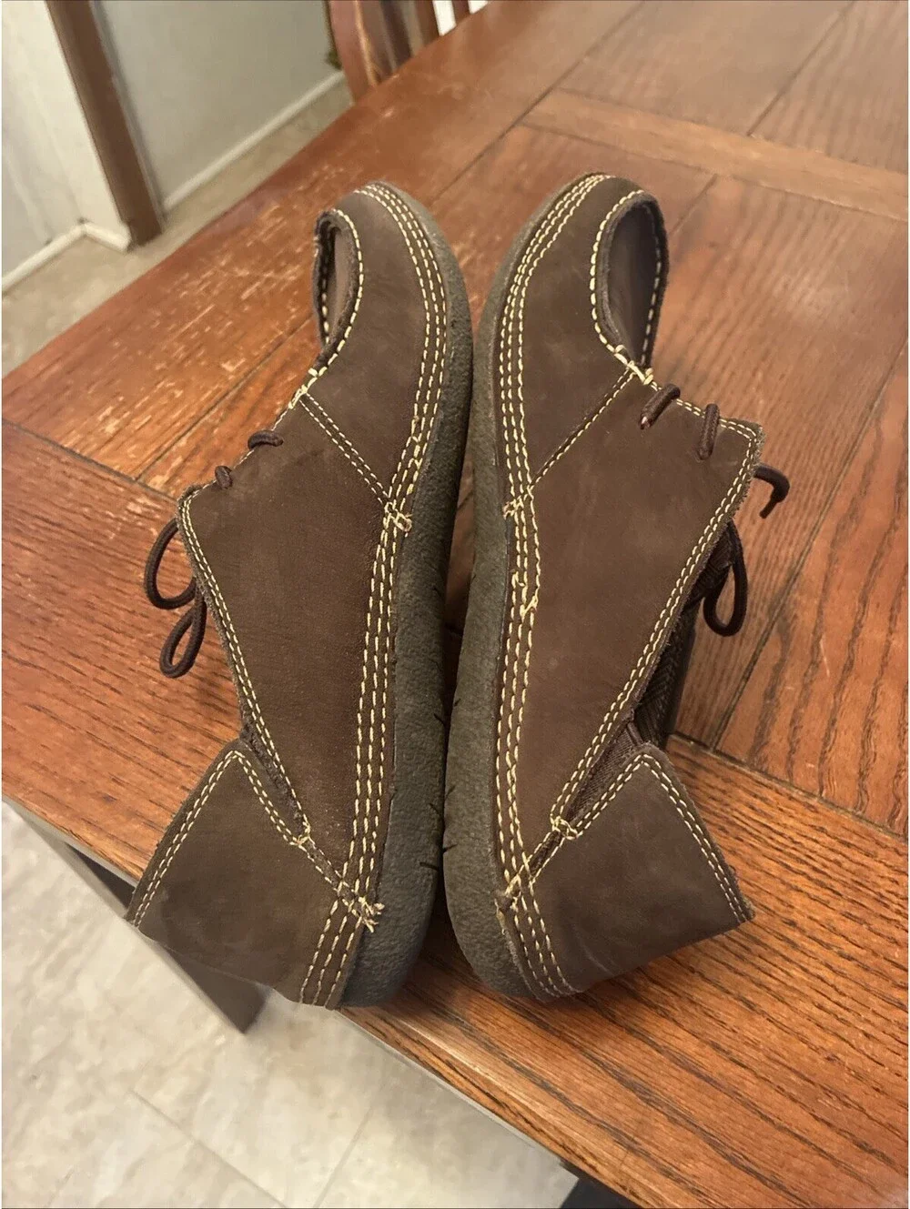 Muk Luks Shoes Men’s 12 Brown Cow Leather Lace-Up Casual Loafer Rubber Sole